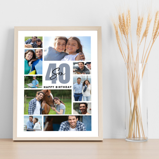 Photo Collage 40th Birthday Personalised Gift For Son 10-Photo Print Or Canvas
