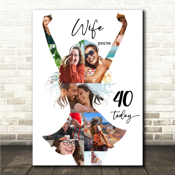 Photo Collage 40th Birthday Personalised Gift For Wife 9-Photo Print Or Canvas