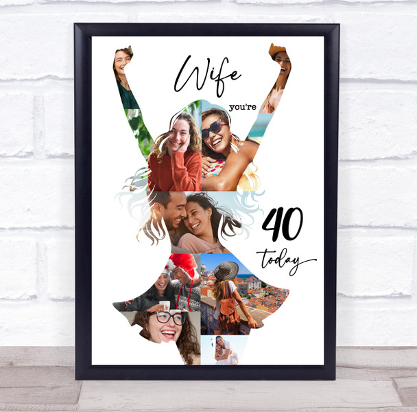 Photo Collage 40th Birthday Personalised Gift For Wife 9-Photo Print Or Canvas