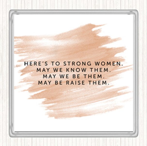 Watercolour Strong Women Quote Coaster