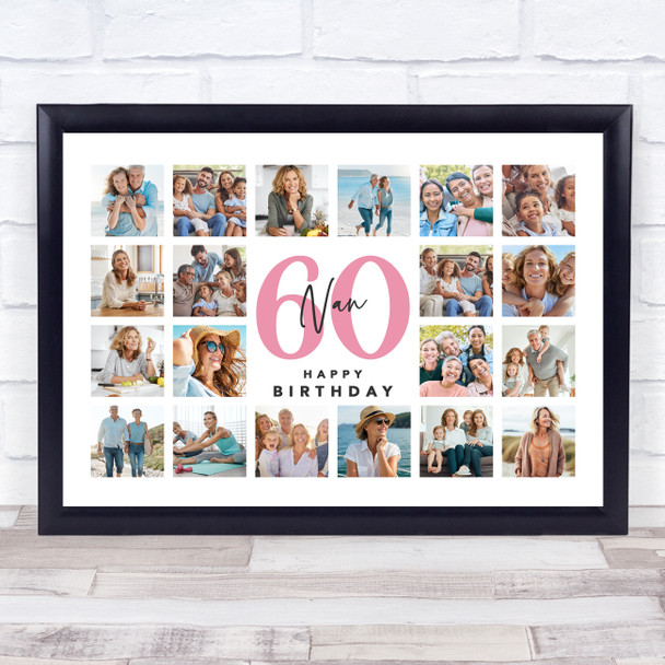 Photo Collage 60th Birthday Personalised Gift For Nan 20-Photo Print Or Canvas