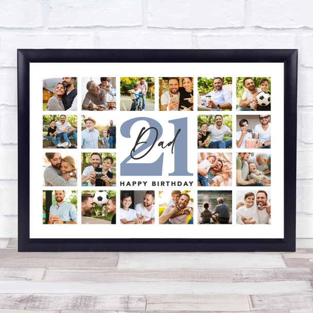 Photo Collage 21st Birthday Personalised Gift For Dad 20-Photo Print Or Canvas