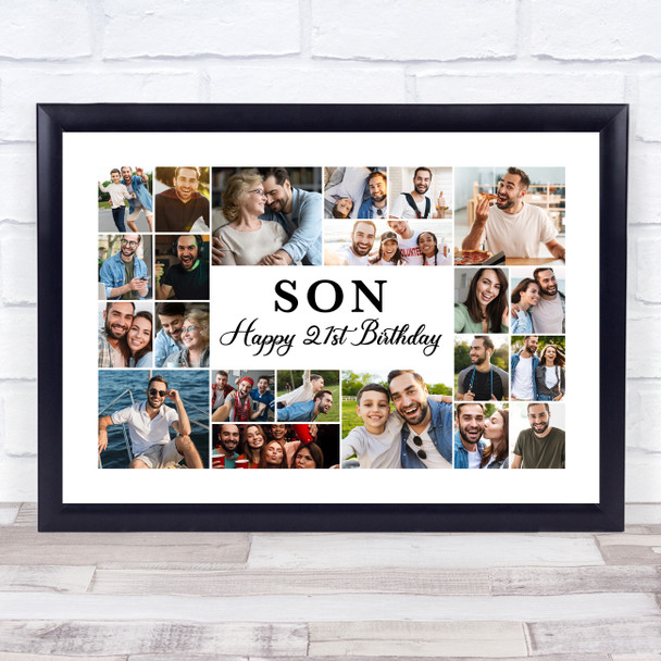 Photo Collage 21st Birthday Personalised Gift For Son 22-Photo Print Or Canvas