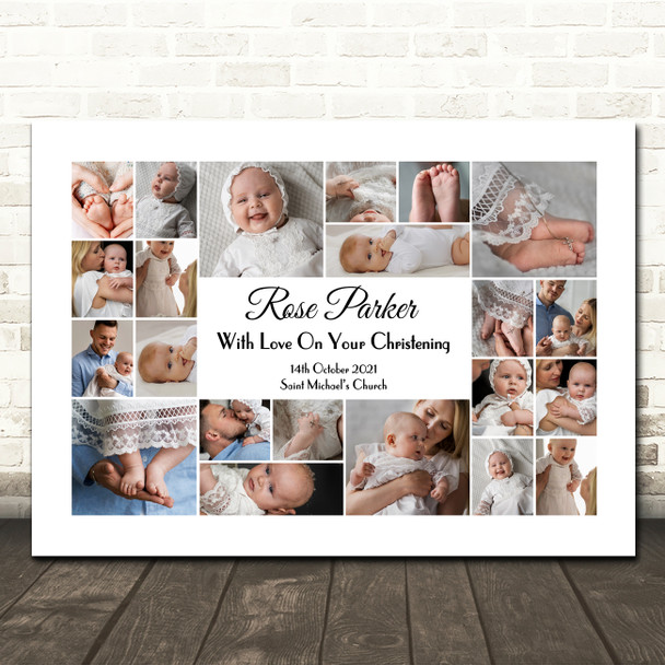 Photo Collage Christening Personalised Gift For Kids 22-Photo Print Or Canvas