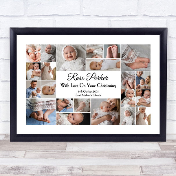 Photo Collage Christening Personalised Gift For Kids 22-Photo Print Or Canvas