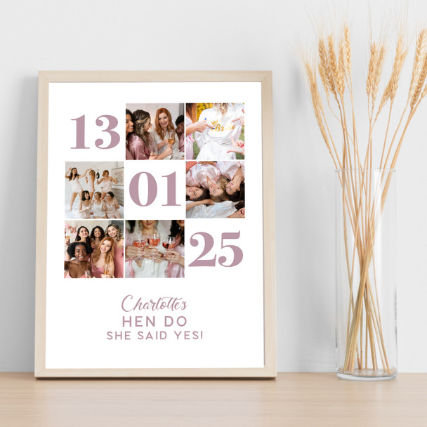 Photo Collage Hen Do Personalised Gift For Bride 6-Photo Date Print Or Canvas Photo Collage Hen Do Personalised Gift For Bride 6-Photo Date Print Or Canvas