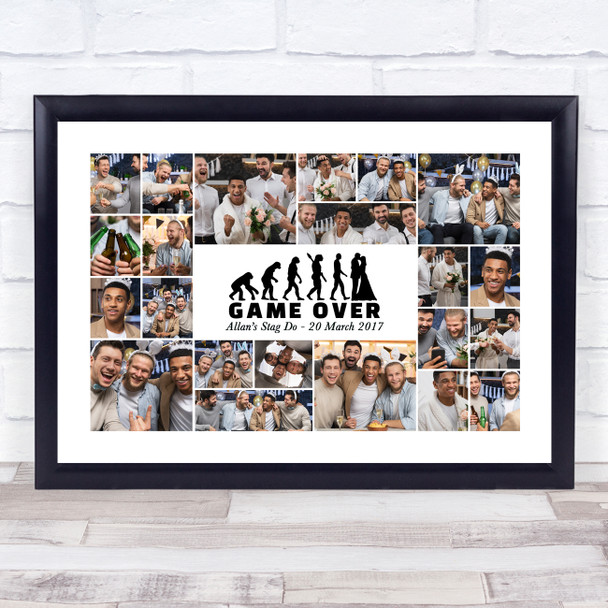 Photo Collage Stag Do Personalised Gift 22-Photo Game Over Print Or Canvas