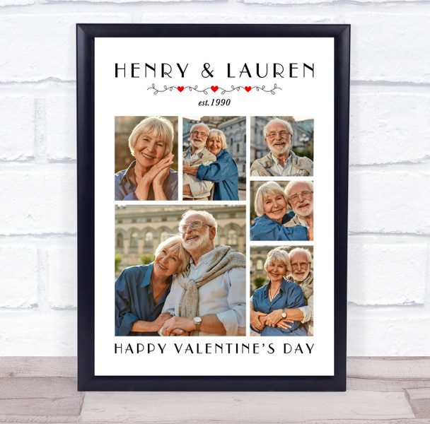 Photo Collage Valentine's Day Personalised Gift 6-Photo Print Or Canvas