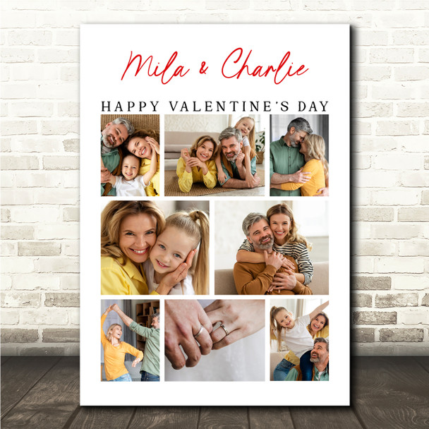 Photo Collage Valentine's Day Personalised Gift 8-Photo Print Or Canvas