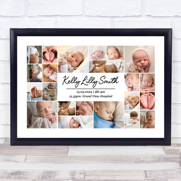 Photo Collage Personalised Gift For New Baby 22-Photo Print Or Canvas