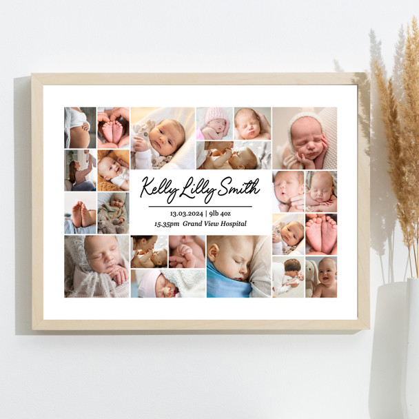 Photo Collage Personalised Gift For New Baby 22-Photo Print Or Canvas