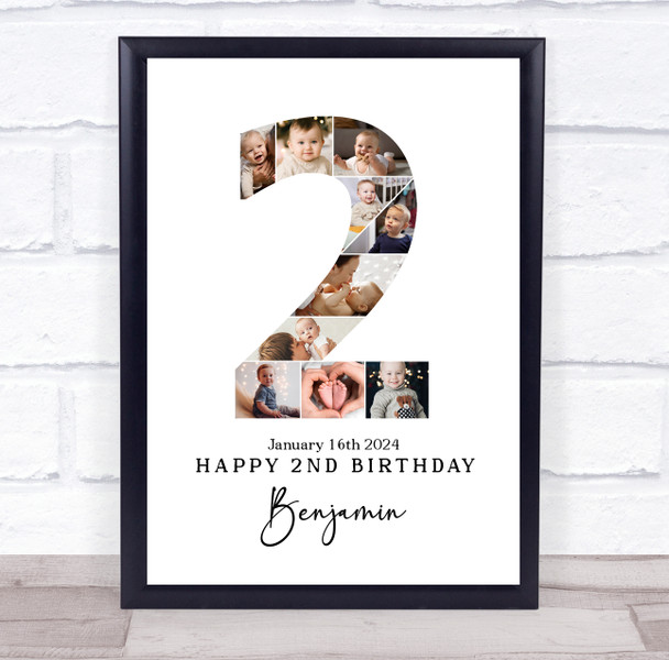 Photo Collage 10-Photo 2nd Birthday Personalised Gift Print Or Canvas