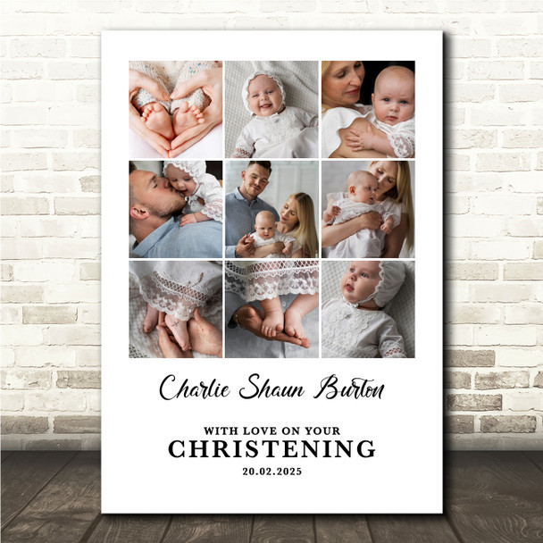 Photo Collage Christening Personalised Gift 9-Photo Print Or Canvas