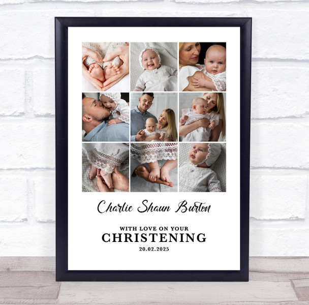 Photo Collage Christening Personalised Gift 9-Photo Print Or Canvas