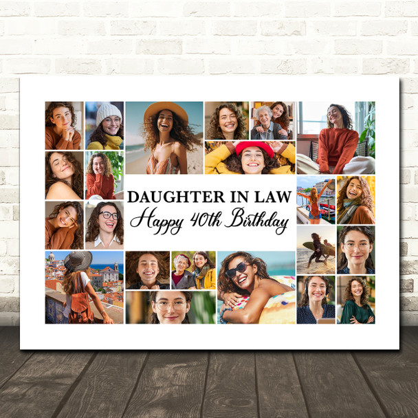 Photo Collage 40th Birthday Gift For Daughter-In-Law 22-Photo Print Or Canvas