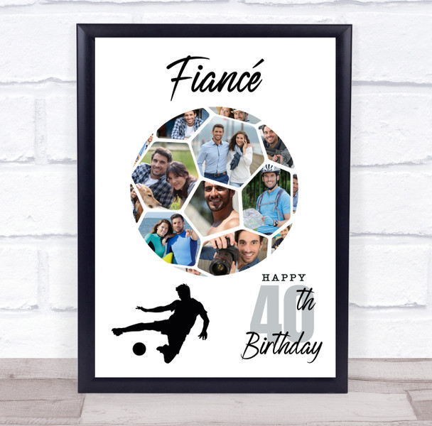 Photo Collage 40th Birthday Gift For Fiancé 14-Photo Football Print Or Canvas