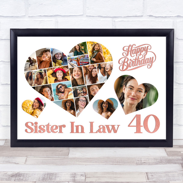 Photo Collage 40th Birthday Gift For Sister-In-Law 20-Photo s Print Or Canvas