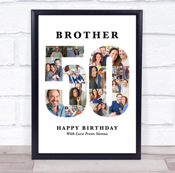 Photo Collage 50th Birthday 17-Photo Birthday Gift For Him 50 Print Or Canvas