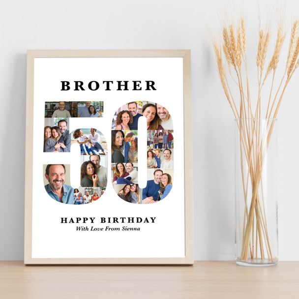 Photo Collage 50th Birthday 17-Photo Birthday Gift For Him 50 Print Or Canvas