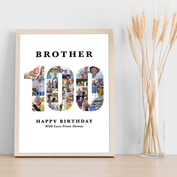 Photo Collage 100th Birthday Custom Gift For Him 23-Photo 100 Print Or Canvas