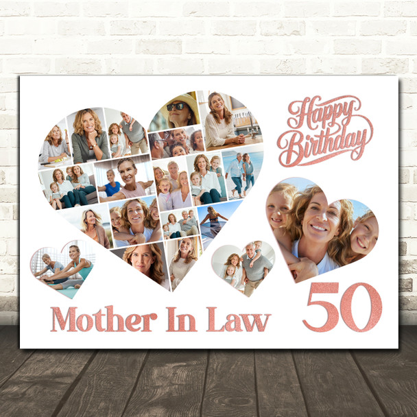 Photo Collage 50th Birthday Gift For Mother-In-Law 20-Photo s Print Or Canvas