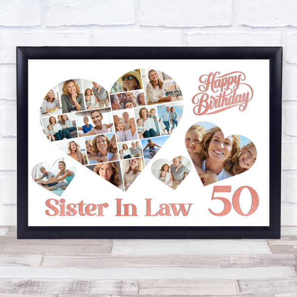 Photo Collage 50th Birthday Gift For Sister-In-Law 20-Photo s Print Or Canvas