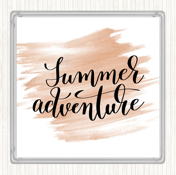 Watercolour Summer Adventure Quote Coaster