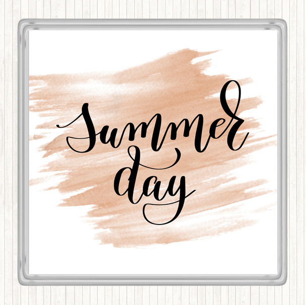 Watercolour Summer Day Quote Coaster