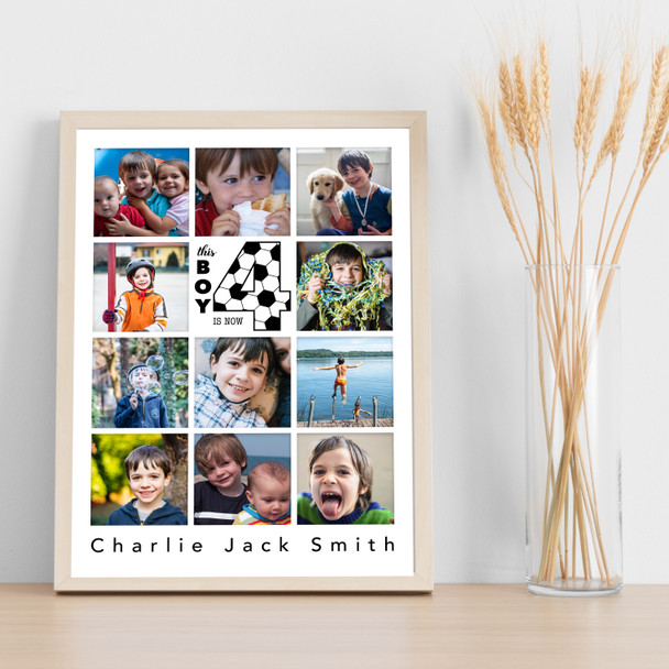 Photo Collage 11-Photo 4th Birthday Custom Gift For Kids Boys Print Or Canvas