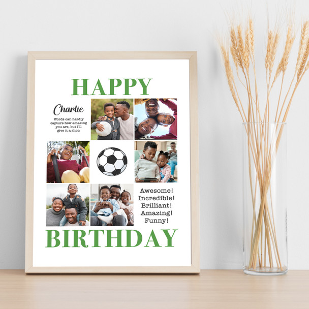 Photo Collage Kids Boys Birthday Custom Gift 6-Photo Football Print Or Canvas
