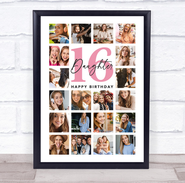 Photo Collage 16th Birthday Custom Gift For Daughter 20-Photo Print Or Canvas