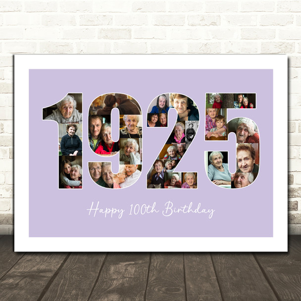 Photo Collage Purple Birthday Gift For Her 26-Photo Year 1925 Print Or Canvas
