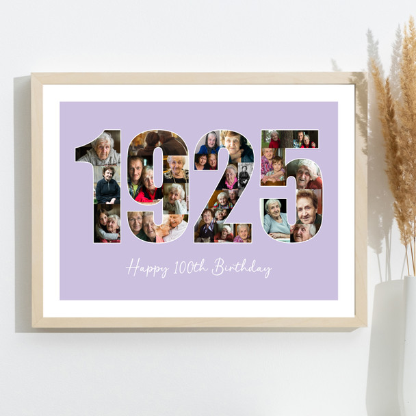 Photo Collage Purple Birthday Gift For Her 26-Photo Year 1925 Print Or Canvas