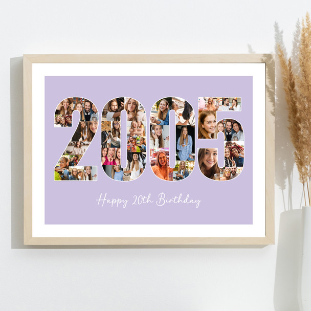 Photo Collage Purple Birthday Gift For Her 33-Photo Year 2005 Print Or Canvas