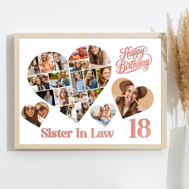 Photo Collage 18th Birthday Gift For Sister-In-Law 20-Photo s Print Or Canvas