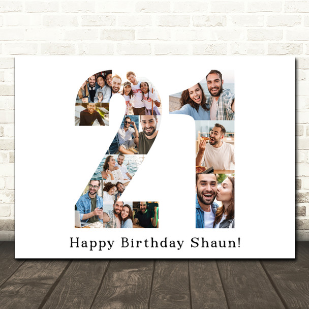 Photo Collage 21st Birthday 13-Photo Birthday Gift For Him 21 Print Or Canvas