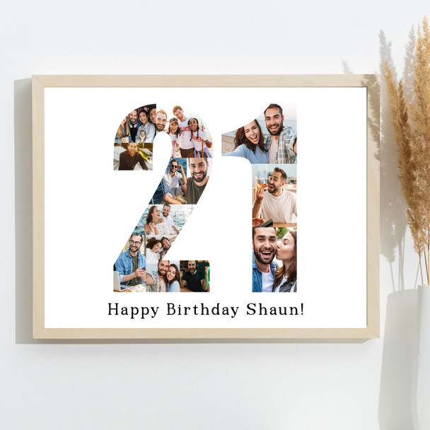 Photo Collage 21st Birthday 13-Photo Birthday Gift For Him 21 Print Or Canvas