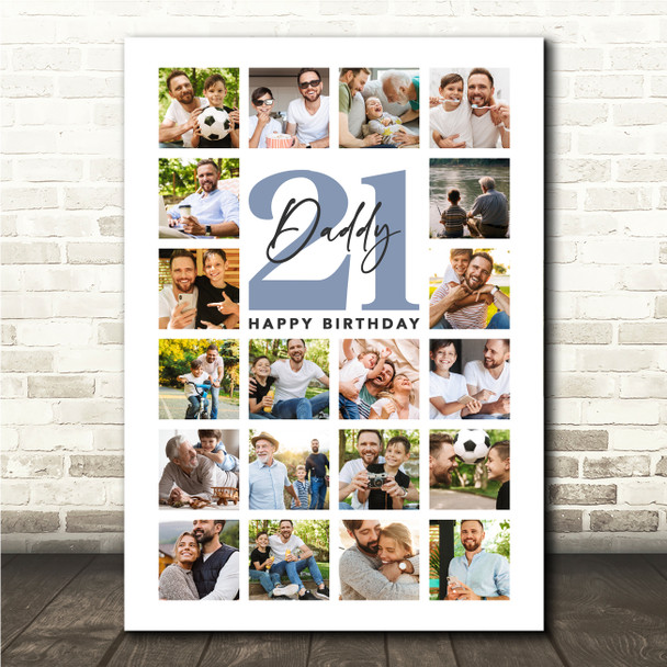 Photo Collage Print Or Canvas 21st Birthday Personalised Gift For Daddy 20-Photo