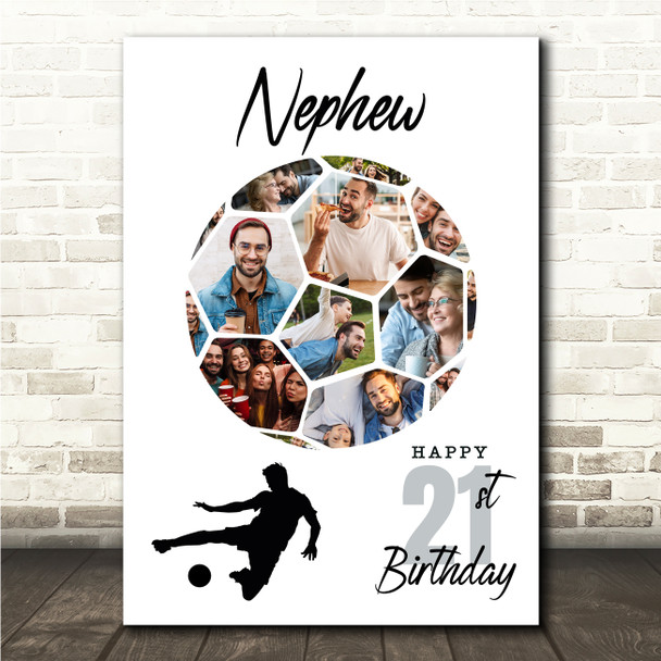 Photo Collage 21st Birthday Gift For Nephew 14-Photo Football Print Or Canvas