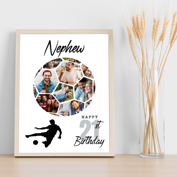Photo Collage 21st Birthday Gift For Nephew 14-Photo Football Print Or Canvas