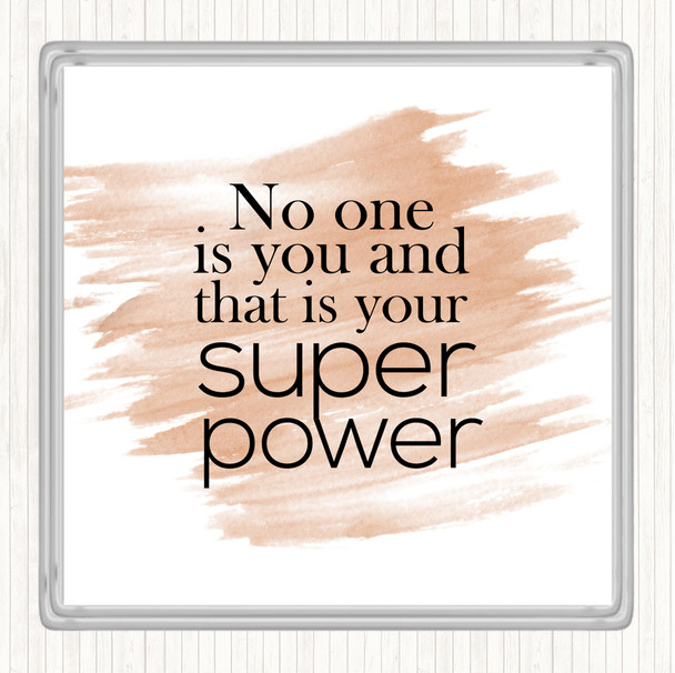 Watercolour Super Power Quote Coaster