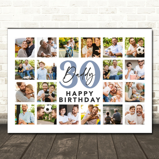 Photo Collage Print Or Canvas 30th Birthday Personalised Gift For Daddy 20-Photo