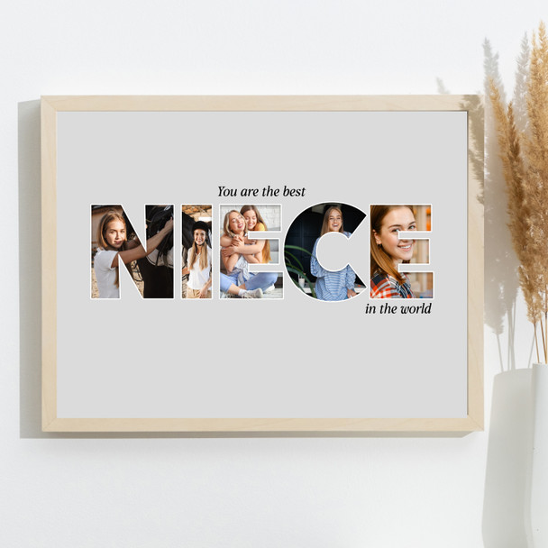 Photo Collage Grey 5-Photo Custom Gift For Niece Any Occasion Print Or Canvas