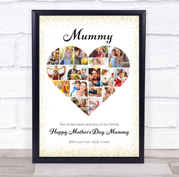 Photo Collage Gift For Mummy Mother's Day 17-Photo Gold Dots Print Or Canvas