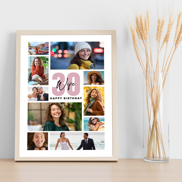 Photo Collage Print Or Canvas 30th Birthday Personalised Gift For Wife 10-Photo