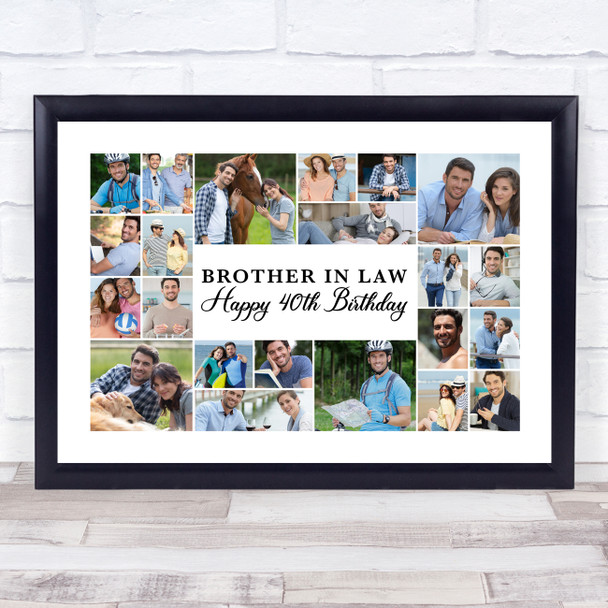 Photo Collage 40th Birthday Gift For Brother-In-Law 22-Photo Print Or Canvas