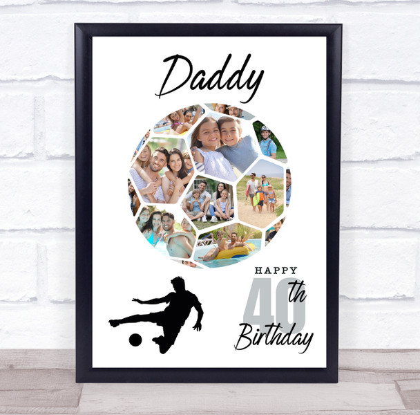 Photo Collage 40th Birthday Gift For Daddy 14-Photo Football Print Or Canvas