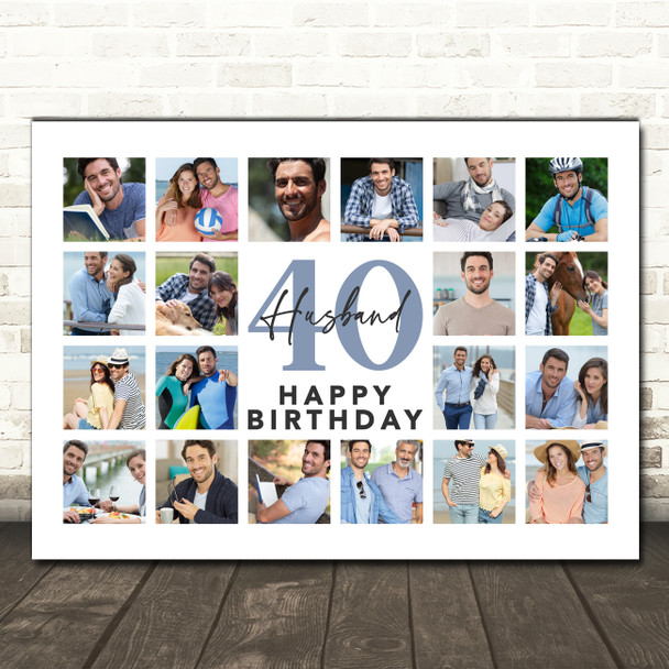 Photo Collage 40th Birthday Custom Gift For Husband 20-Photo Print Or Canvas
