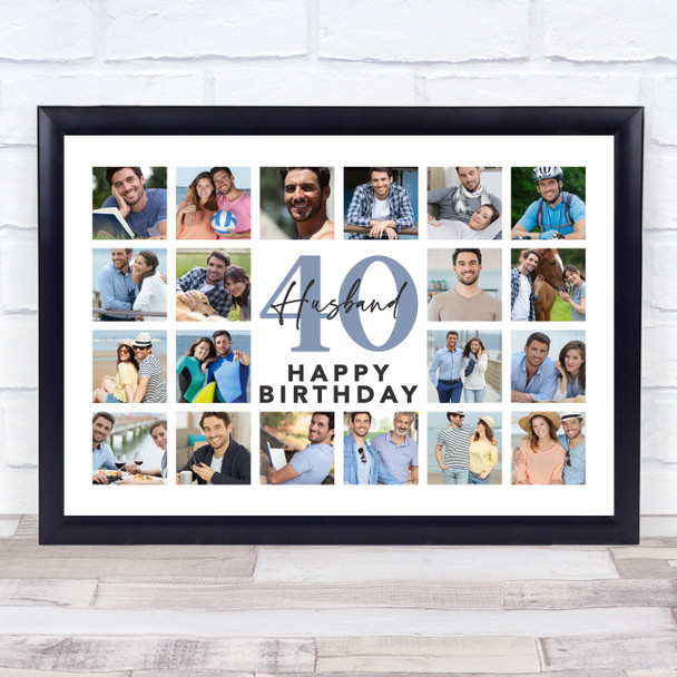 Photo Collage 40th Birthday Custom Gift For Husband 20-Photo Print Or Canvas