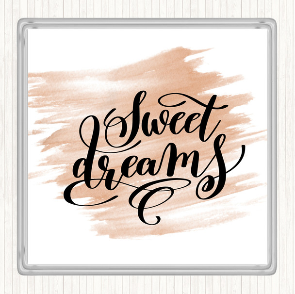 Watercolour Sweet Dreams Quote Coaster